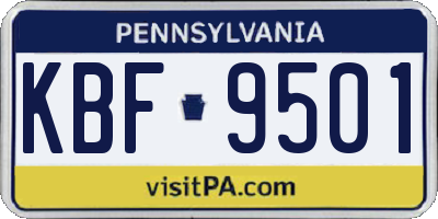 PA license plate KBF9501