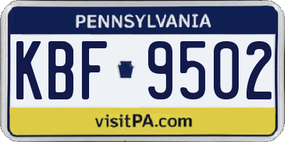 PA license plate KBF9502