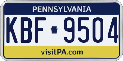 PA license plate KBF9504