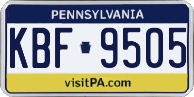 PA license plate KBF9505