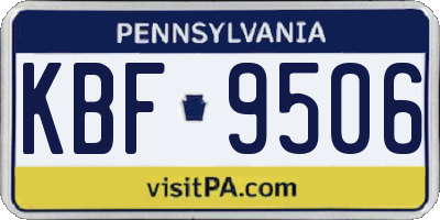 PA license plate KBF9506