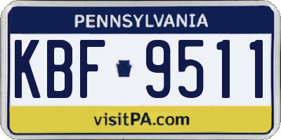 PA license plate KBF9511