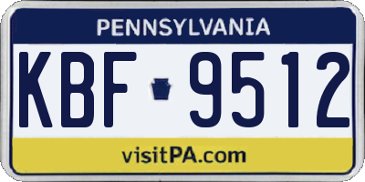 PA license plate KBF9512