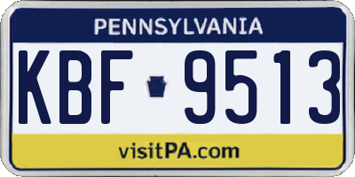PA license plate KBF9513