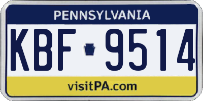 PA license plate KBF9514