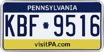 PA license plate KBF9516