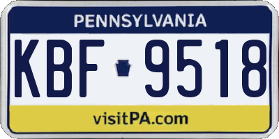 PA license plate KBF9518