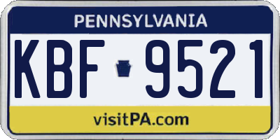 PA license plate KBF9521