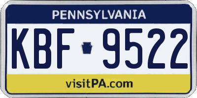 PA license plate KBF9522