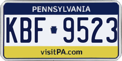 PA license plate KBF9523