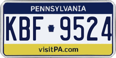 PA license plate KBF9524