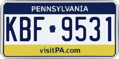 PA license plate KBF9531