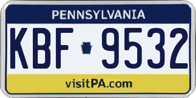 PA license plate KBF9532