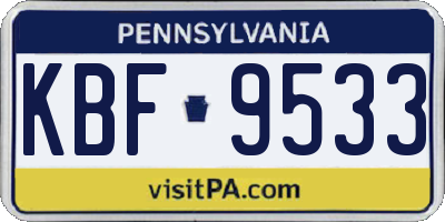 PA license plate KBF9533