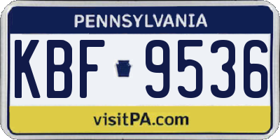 PA license plate KBF9536