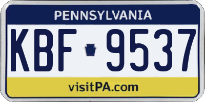PA license plate KBF9537