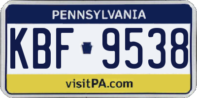 PA license plate KBF9538