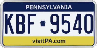 PA license plate KBF9540