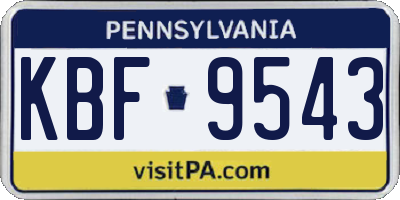 PA license plate KBF9543