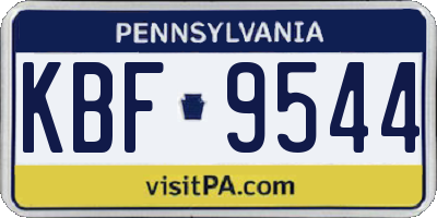 PA license plate KBF9544