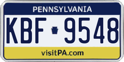 PA license plate KBF9548
