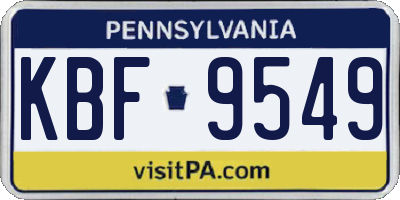 PA license plate KBF9549