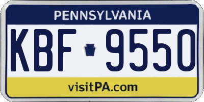 PA license plate KBF9550