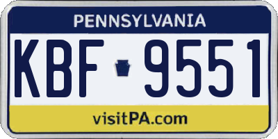 PA license plate KBF9551