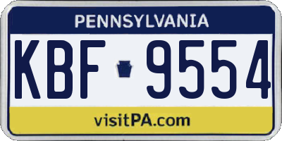 PA license plate KBF9554