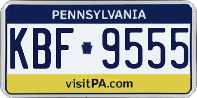 PA license plate KBF9555