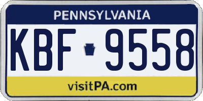 PA license plate KBF9558