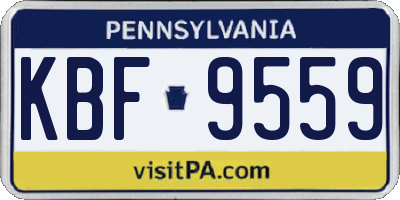 PA license plate KBF9559