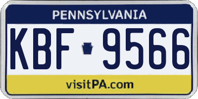 PA license plate KBF9566