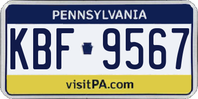 PA license plate KBF9567