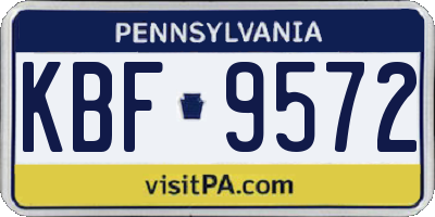 PA license plate KBF9572