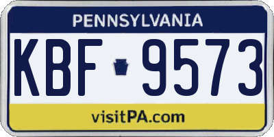 PA license plate KBF9573