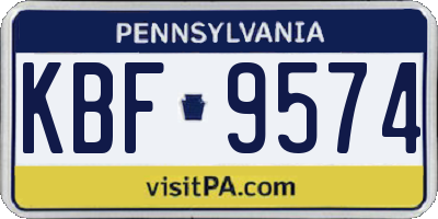 PA license plate KBF9574