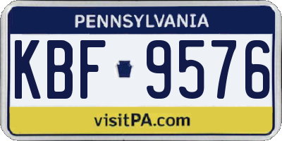 PA license plate KBF9576