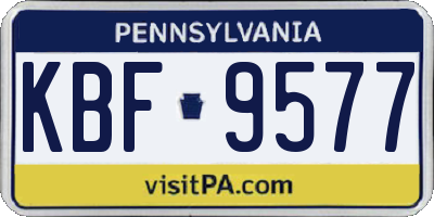 PA license plate KBF9577