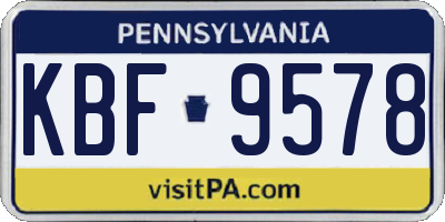 PA license plate KBF9578