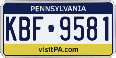 PA license plate KBF9581