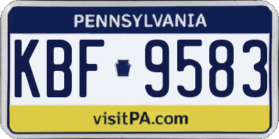 PA license plate KBF9583