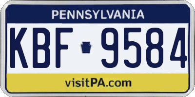PA license plate KBF9584