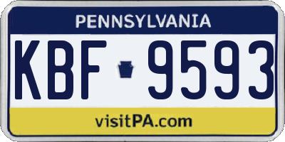 PA license plate KBF9593
