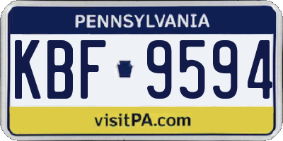 PA license plate KBF9594
