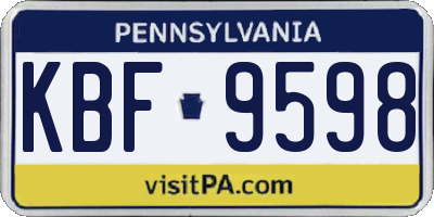 PA license plate KBF9598