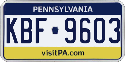 PA license plate KBF9603