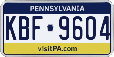 PA license plate KBF9604