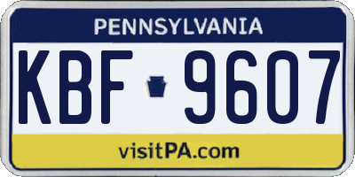 PA license plate KBF9607