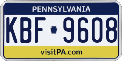 PA license plate KBF9608